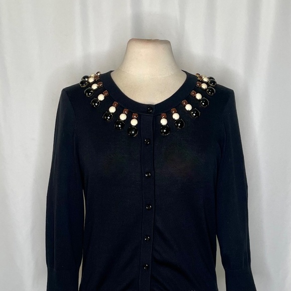 KATE SPADE New York Rio De Janeiro Black Cardigan Sweater Embellished Large - Picture 4 of 12